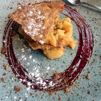 Custom apple pie at Sjavarborg Restaurant in Hvammstangi