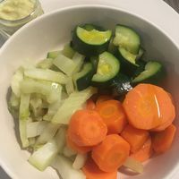Steamed vegetables with bamboo sauce at VgOloso in Venice