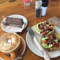 Avocado bruschetta with dairy removed  at Coffee Culture in Hamilton