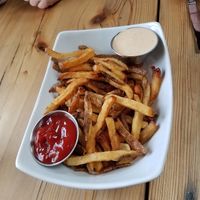 Fries with ketchup and flavored mayo (not vegan mayo) at The Couch Tomato  in Manayunk