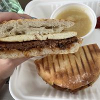 Beyond breakfast sandwich with applesauce on the side😄 at FarmHand Kchn in St Augustine