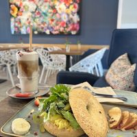 Eiersalat-Bagel & Iced Café Latte 🩷  at Rosenberg in Potsdam