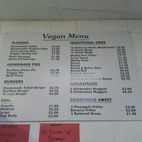 Vegan menu at Shakey Shakey in Ramsgate