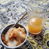 Fresh fruit pudding of fruit at Govinda Restaurante e Pizzaria Vegetariana in Porto Alegre