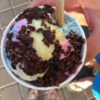 rainbow ice cream with chocolate crunch at Mad Pops in Seminyak