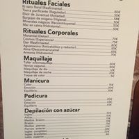 list of services and treatments  at Vegere Vegan Beauty in Barcelona