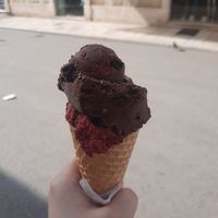 Dark chocolat and blueberry at Gelateria Marmont in Split