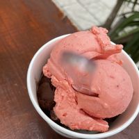 Dark chocolate and strawberry  at Gelateria Marmont in Split
