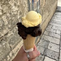 Peach and Dark Chocolate  at Gelateria Marmont in Split