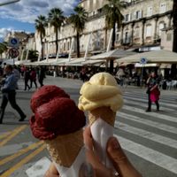 mango and rasberry sorbets at Gelateria Marmont in Split