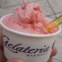 Strawberry ice cream at Gelateria Marmont in Split