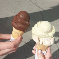 Pistachio and hazelnut on the right at Gelateria Marmont in Split