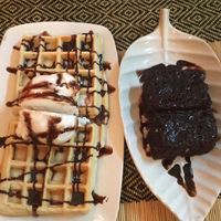 Waffles and chocolate brownie  at Rad Rabbit in Chiang Mai
