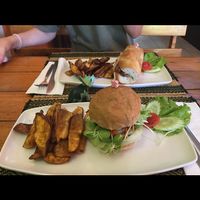 Burger and hot dog at Rad Rabbit in Chiang Mai