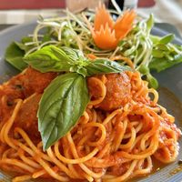 Spaghetti veatballs (150 THB)  at Rad Rabbit in Chiang Mai