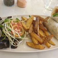 "chicken" wrap with fries and salad 8/10 it good the fries decent and wrap great at Rad Rabbit in Chiang Mai