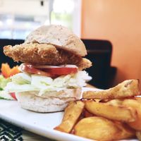 Fried chicken burger - yummy!  at Rad Rabbit in Chiang Mai