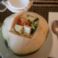 Green Curry inside fresh Coconut at Rad Rabbit in Chiang Mai