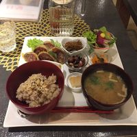 Vegetable gyoza dinner set  at Vegetable Cafe Lyra in Sapporo