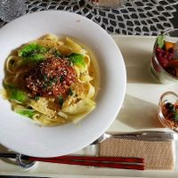 Lentil pasta at Vegetable Cafe Lyra in Sapporo