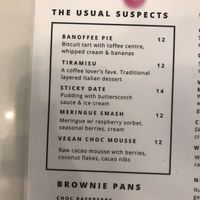 Menu at Charlie's Dessert House in Launceston