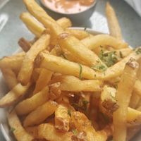 Pommes frites with chipotle mayo at Falloumi in Stockholm