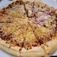 Half cheese/ half red onion + mushroom at Ultimate California Pizza in Myrtle Beach