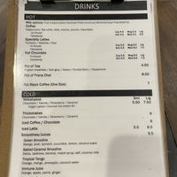 Drinks menu  at The Grazing Goat Cafe in Mackay