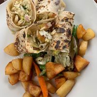 Rice, bean and guacamole burrito  at Rainbow Cafe in Ella