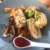 Rice and beans vegan burrito at Rainbow Cafe in Ella