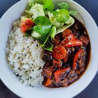 Sweet and sour tofu  at Rainbow Cafe in Ella