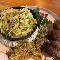 Kottu and vegan meat balls   at Rainbow Cafe in Ella