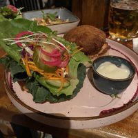Jackfruit burger and vegan mayo!  at Rainbow Cafe in Ella
