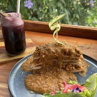 Roti tower with curried veggies   at Rainbow Cafe in Ella