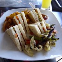 vegan sandwich with grilled vegetables at Rainbow Cafe in Ella