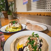 Hummus Rote Bete Feta Walnuss & Gerösteter Spitzkohl mit Granatapfel at Mashery - Hummus Kitchen in Cologne