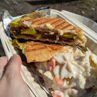 Cuban with pasta salad at Misfit Doughnuts & Treats in Rochester