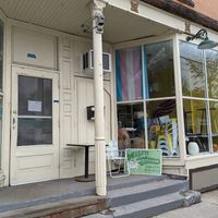 Exterior shot. 2 allowed inside at a time at Misfit Doughnuts & Treats in Rochester