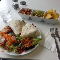 Tasty Tacos with sweet potatoes, salad, nachos and fresh guacomole at 143V in Cork