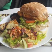 Chickun sandwich with bad ass bacun and blue cheez.  at 143V in Cork
