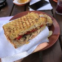 Peanutbutter, mushrooms, olives and red bell pepper at Casa do Fauno in Sintra