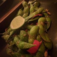 Garlic, chilli, lime edamame cooked with coconut oil - amazing! at Kismet Restaurant & Lounge in Ubud