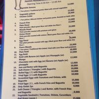 Breakfast menu at Jasmine in Don Det