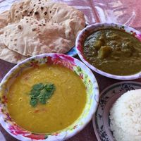 Dal & saag aloo at Jasmine in Don Det
