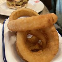 Onion rings and cheesy M&M burger   at Bread Meats Bread - Great Western in Glasgow