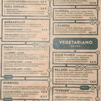 Menu  at Jalos in Zaragoza