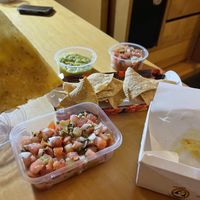 Vegan quesadilla with chips and salsa at Taqueria La Sabrosa in Sao Paulo