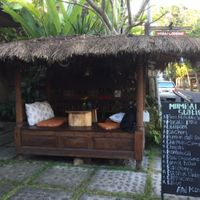 front of cafe at Mumbai Station in Ubud