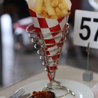 Chips in a cone at DS Coffee House and Internet Cafe in Huonville