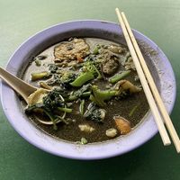 Spirulina mee hoon keuy. This bowl is larger size than normal... at Guan Yin Vegetarian 观音素食 in Central Singapore
